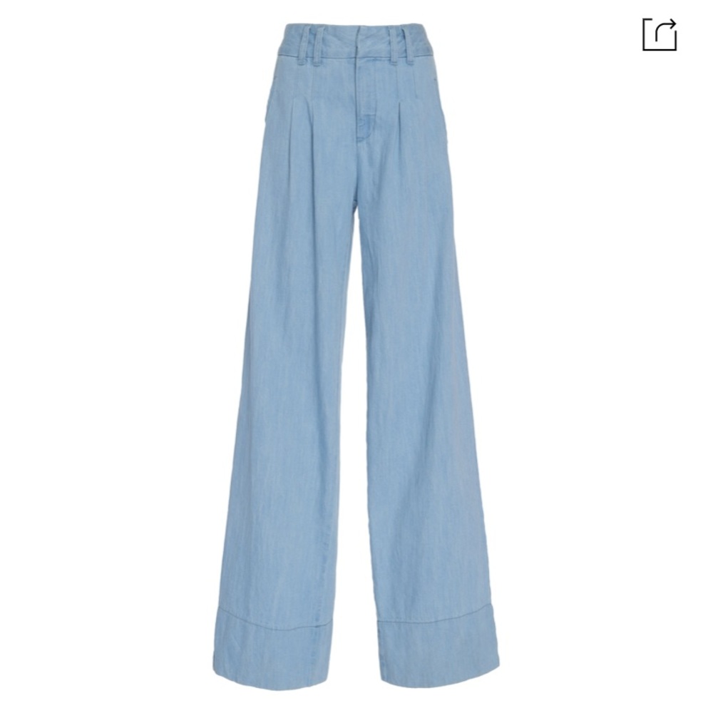 NWT Veronica Beard Layla Wide Legged Pant Chambray - Picture 1 of 7